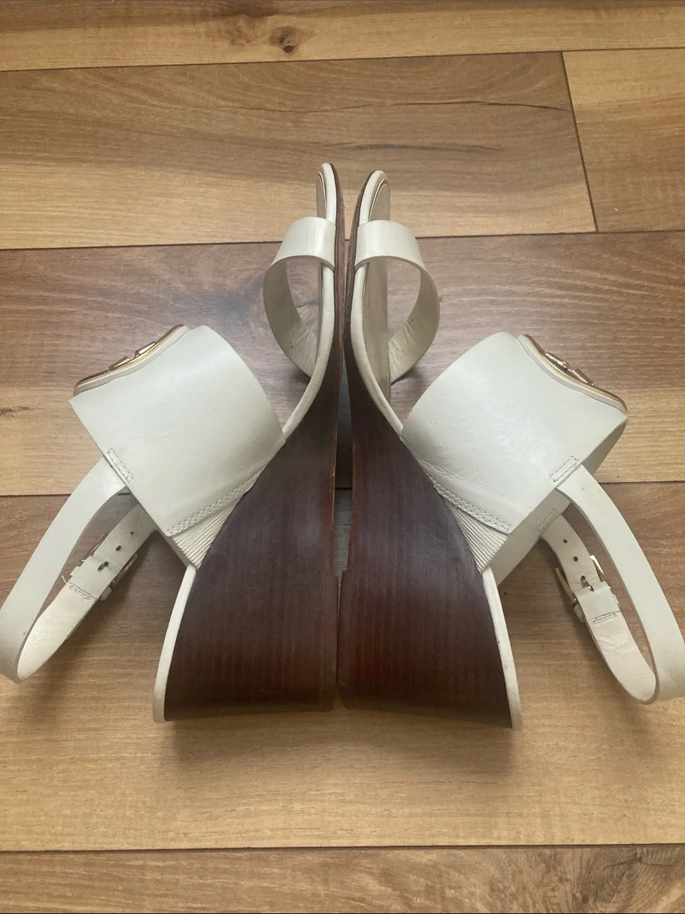 Tory Burch White Miller Wedge Sandals